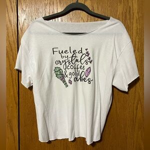 White Graphic Women Top